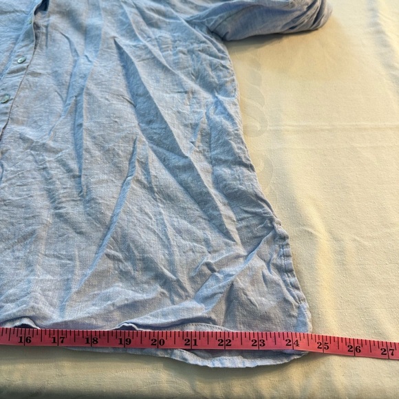 J Jill Love Linen Light Blue Lightweight Long Sleeve Button Down Top Size Large - Picture 9 of 10